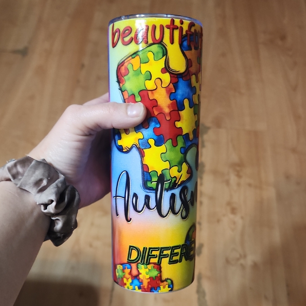 Colorful Puzzle Pieces 20oz Autism Awareness Tumbler Stainless Steel Insulated